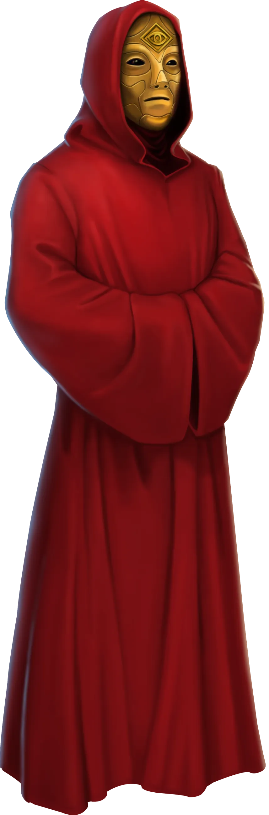 A masked cultist, one of the shadows Emma is warned about